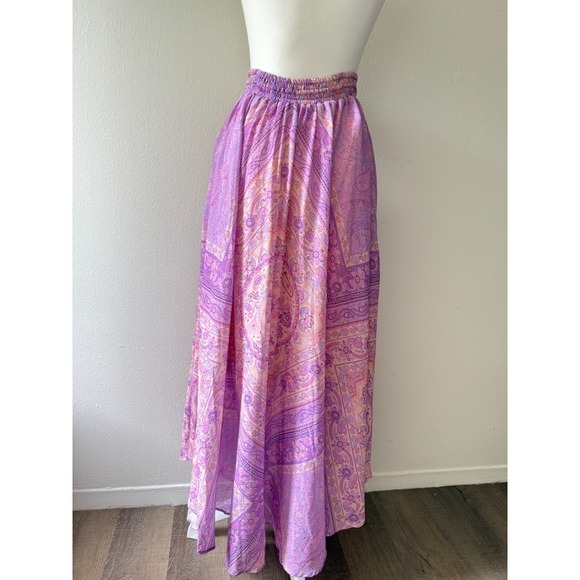 Spell & The Gypsy Maxi Skirt XS Pink Purple Paisley Boho Gypsy Festival Cotton - Picture 3 of 11